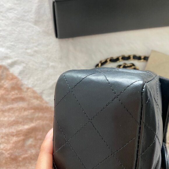 Chanel Lambskin Mini Square 24K Gold Plated Black Gold Hardware Box Dustbag - Picture 8 of 10